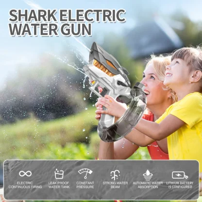 Shark Electric Water Gun Child Toy Automatic Water Blaster Large Capacity Splashing Soaker Summer Outdoor Party Games Kids Gift - Image 2