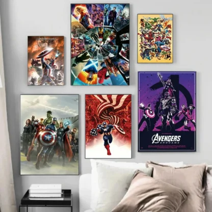 MINISO Marvel Superheroes Avengers Iron Man Spider-Man Home Living Room Bedroom Decorative Art Poster Wall Mural Canvas Printing - Image 2