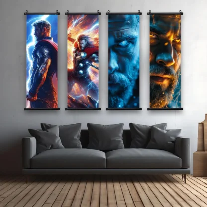 Marvel Movie Thor Hanging Scroll Poster Wall Artwork Canvas Painting Print Home Decoration Decor The Avengers HD Wallpaper Gift - Image 2