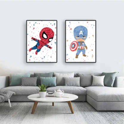 MINISO Marvel Iron Man Spider-Man Superhero Kids Painting Home Kids Room Bedroom Decorative Art Posters Wall Mural Canvas Prints - Image 3