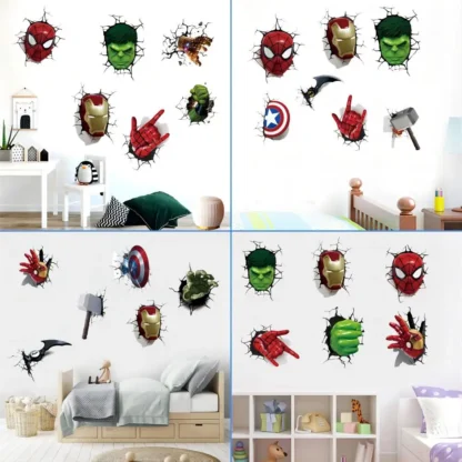 MINISO Cartoon Avengers DIY Wall Stickers For Kids Room Marvel Superhero Movie Poster Living Room Boy Bedroom Wall Decoration