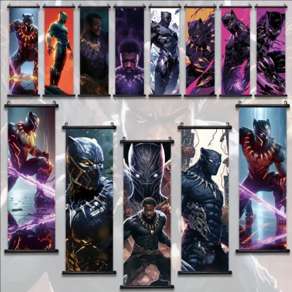 Marvel Movie Hanging Scroll Poster Black Panther Wall Artwork Canvas Painting Home Decoration Decor The Avengers Wallpaper Gift