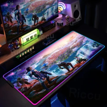 RGB Gamer Keyboard Mouse Pad F-Fortnite Cartoon Table Pad Large Size LED Glowing Mice Mat Rubber Game Computer Non-slip Mausepad - Image 3