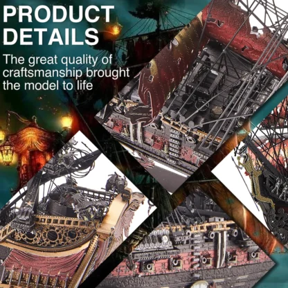 Piececool 3D Puzzles The Queen Anne's Revenge Pirate Ship Metal Model Building Blocks 3D Boat Jigsaw for Adult Birthday Gift - Image 6