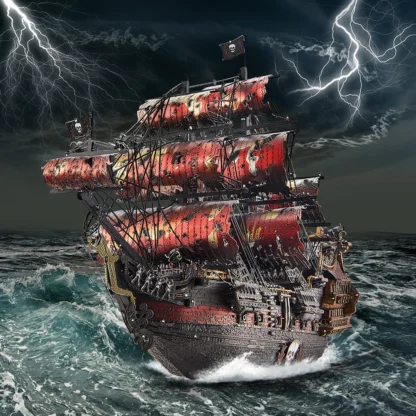 Piececool 3D Puzzles The Queen Anne's Revenge Pirate Ship Metal Model Building Blocks 3D Boat Jigsaw for Adult Birthday Gift - Image 3