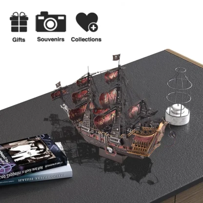 Piececool 3D Puzzles The Queen Anne's Revenge Pirate Ship Metal Model Building Blocks 3D Boat Jigsaw for Adult Birthday Gift - Image 5