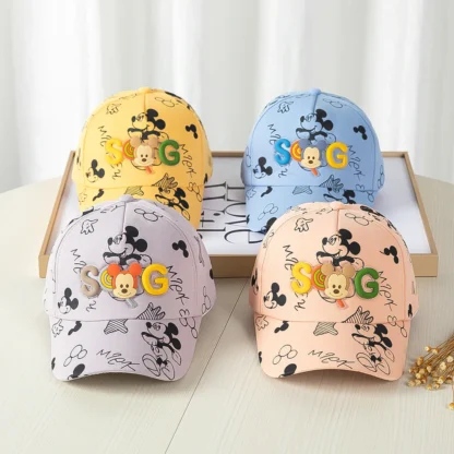 Disney Mickey Mouse Children Cap Cartoon Peaked cap Baseball Caps Bucket Hat Cute Girls Boys Hip Hop Fashion Outdoor Sunhat Cap