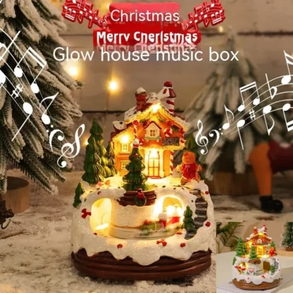 Led Lighted Christmas Buildings Village House Figurines Collectible Buildings Music Box Musical Houses Decor Christmas Gifts - Image 5