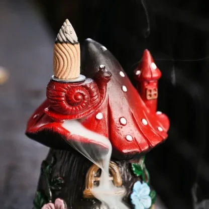 Christmas Resin Decoration Mushroom Incense Burner Creative Nordic Ins Wind Resin Mushroom House Reverse Flow Incense Burner - Image 3