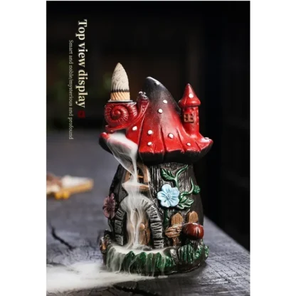 Christmas Resin Decoration Mushroom Incense Burner Creative Nordic Ins Wind Resin Mushroom House Reverse Flow Incense Burner - Image 4