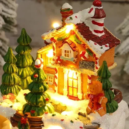 Led Lighted Christmas Buildings Village House Figurines Collectible Buildings Music Box Musical Houses Decor Christmas Gifts