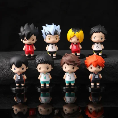 8pcs/Set Haikyuus Action Figure Toys Q version Kenma Kozume Shoyo Hinata Kotaru Bokuto Yu Nishinoya Volleyball Model Dolls