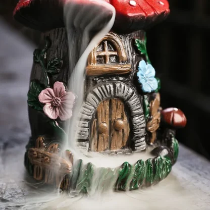 Christmas Resin Decoration Mushroom Incense Burner Creative Nordic Ins Wind Resin Mushroom House Reverse Flow Incense Burner - Image 5