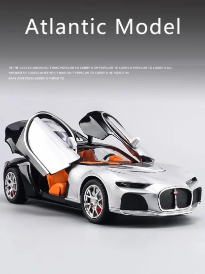 New 1:24 Atlantic Alloy Car Model Simulation Sound And Light Pull Back Toy Car Metal Sports Car Boys Collection Ornaments Gift 1