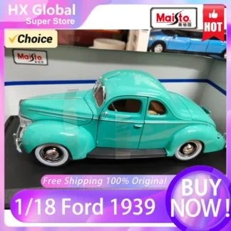 [Hot] Maisto 1:18 Ford 1939 Deluxe Coupe Vintage Car Diecast Model Alloy Luxury Vehicle Toy Collection Ornaments Halloween Gift 1