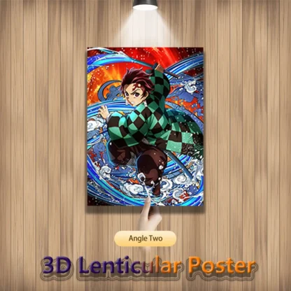 Demon Slayer Kamado Nezuko Kamado Tanjirou Agatsuma Zenitsu Anime 3D Motion Lenticular Posters For Room Decor (Without Frame) 3