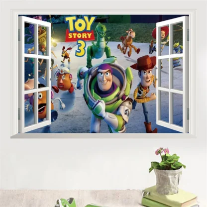 3D Broken Wall ToyStory Sherif Woody Wall Stickers For Kids Rooms Living Room Bedroom Kindergarten Wall Decoration Movie Poster 4