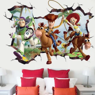 3D Broken Wall ToyStory Sherif Woody Wall Stickers For Kids Rooms Living Room Bedroom Kindergarten Wall Decoration Movie Poster 1