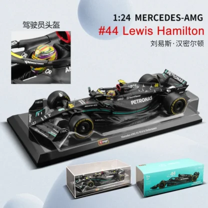 Bburago 1:24 Mercedes AMG F1 Team W14 2023 # 44 Hamilton # 63 Alloy Car Model Formula One Die Casting Model 6