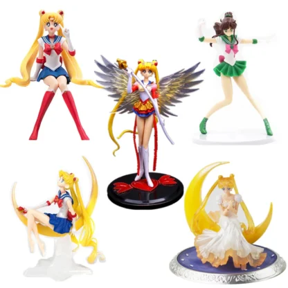 Sailor Moon Figure Anime Cartoon Jupiter Makoto Venus Minako Tsukino Rabbit Doll Toy Little Princess Cake Decoration Ornaments 2