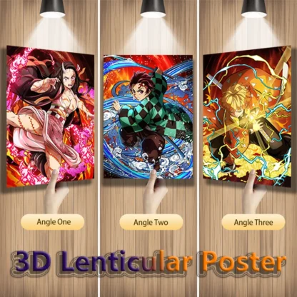 Demon Slayer Kamado Nezuko Kamado Tanjirou Agatsuma Zenitsu Anime 3D Motion Lenticular Posters For Room Decor (Without Frame) 1