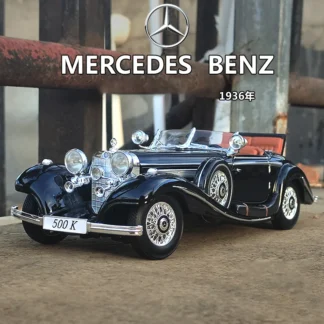 1:18 Mercedes-Benz 500K 1936 Alloy Die Cast Toy Car Model Sound and Light Children's Toy Collectibles Birthday gift 1