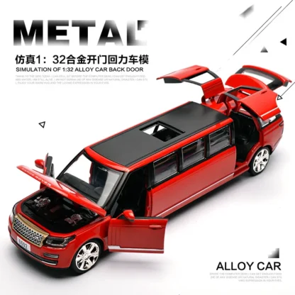 Free Shippin 1:32 Range Rover Alloy Limousine Metal Diecast Car Model Pull Back Flashing Musical Kids Toy Vehicles 5