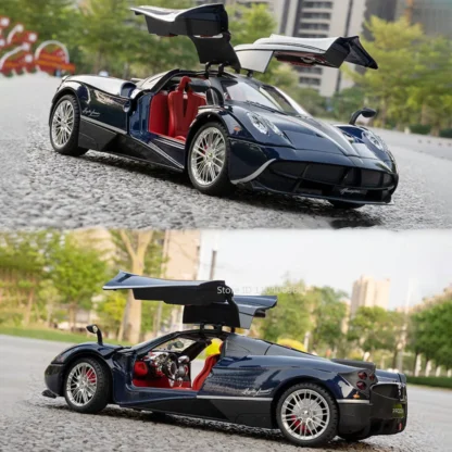 Large Size 1:18 Pagani Huayra Toy Model Car Diecast Alloy Sport Cars Sound Light Pull Back Shock Absorption Models Festival Gift 6