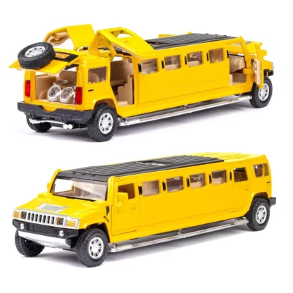 1:32 Alloy Lengthen Hummer Limousine Car Model Metal Diecasts Vehicles With Sound Light Pull Back Car Collection Toys Kids Gifts 2