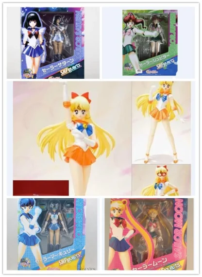 Anime Pretty Guardian Sailor Moon Tsukino Usagi Sailor Mercury Venus Jupiter Saturn PVC Action Figure Model Toys Birthday Gift 2