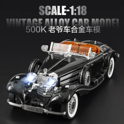 1:18 Mercedes-Benz 500K 1936 Alloy Die Cast Toy Car Model Sound and Light Children's Toy Collectibles Birthday gift 4