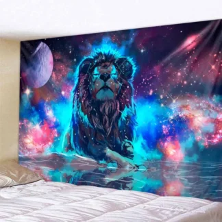 Colorful lion art 3D printing wall hanging tapestry hippie psychedelic bohemian home wall decoration art yoga mat beach mat 1