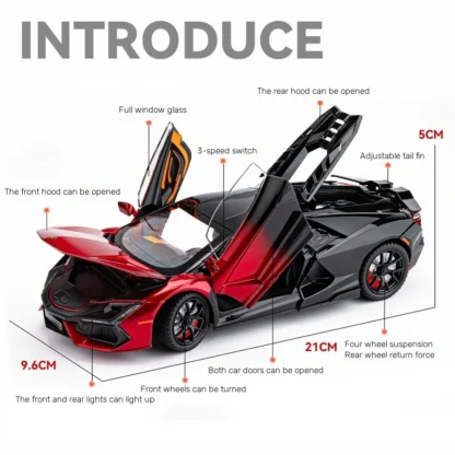 1:24 Lamborghini Revuelto Alloy Scale Car Model Diecast Metal Miniature Car Sound＆light Collection Children Toy Vehicles Gifts 5