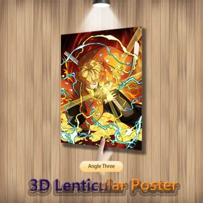 Demon Slayer Kamado Nezuko Kamado Tanjirou Agatsuma Zenitsu Anime 3D Motion Lenticular Posters For Room Decor (Without Frame) 4