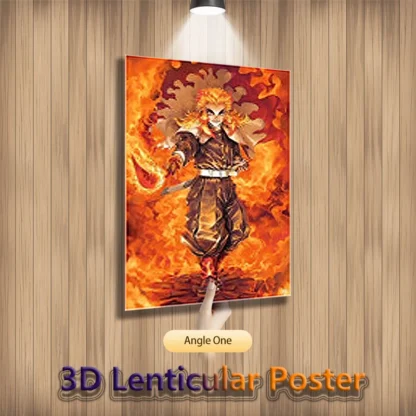 Rengoku Kyoujurou Demon Slayer Anime 3D Motion Lenticular Poster For Room Decor Wallpaper Flip Picture(Without Frame) 2