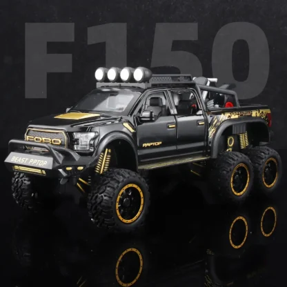 1:24 Pickup Trucks for Boys F150 Raptor Diecast Metal Model Car with Sound and Light for Kids Age 3 Year and up Blue 3