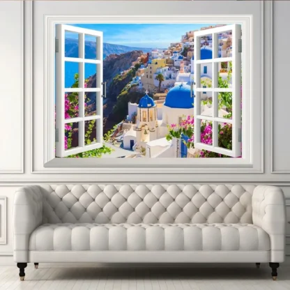 Maldives Beach 3D Window Effect Landscape Poster Print Northern Lights Forest Lake Wall Art Canvas Painting for Room Home Decor 3