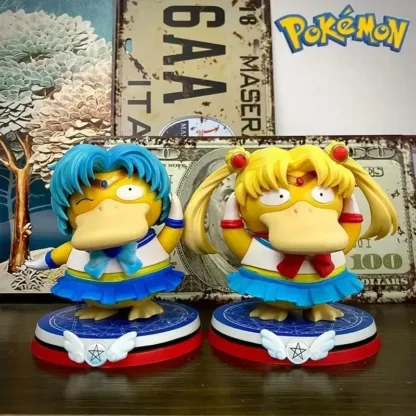 13cm Pokemon Psyduck Sailor Moon Figure Action Anime Figurine Statue Minako Makoto Kawaii Model Decoration Car Ornament Toy Gift 3