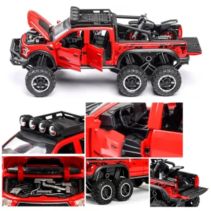 1:24 Pickup Trucks for Boys F150 Raptor Diecast Metal Model Car with Sound and Light for Kids Age 3 Year and up Blue 5