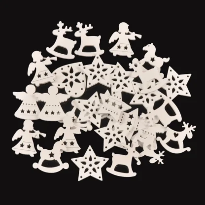 50pcs Mixed Angel Elk White Wooden Christmas Tree Pendants Ornaments Christmas Decoration Xmas Natal Home Decor Crafts M2262 - Image 4