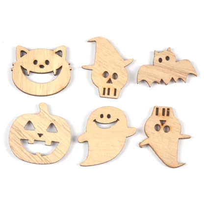 25pcs Horror Pumpkin Ghost Cat Natural Wooden Pendant Halloween Party Decoration Ornaments kids Handmade Crafts Gifts Home Decor - Image 4