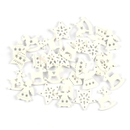 50pcs Mixed Angel Elk White Wooden Christmas Tree Pendants Ornaments Christmas Decoration Xmas Natal Home Decor Crafts M2262 - Image 2