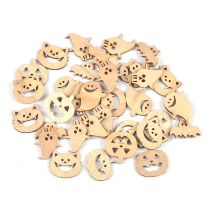 25pcs Horror Pumpkin Ghost Cat Natural Wooden Pendant Halloween Party Decoration Ornaments kids Handmade Crafts Gifts Home Decor - Image 5