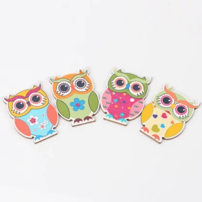 Cartoon Owl Pattern Diy Painting Wooden Handmade Accessories Decoration Children's educational crafts 26x35mm 20pcs - Image 5