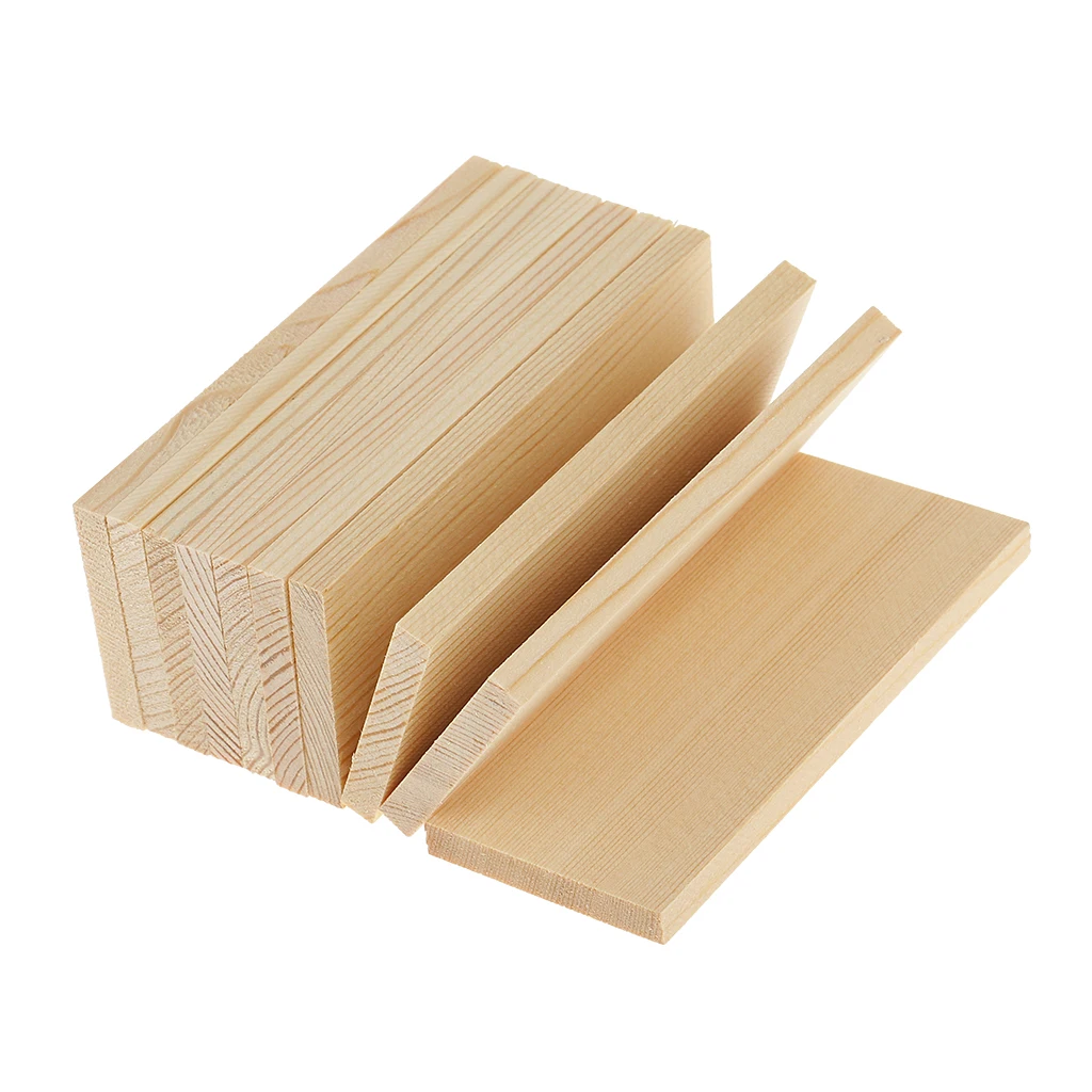 10 Pieces Blank Natural Pine Wood Rectangle Boards Panels Wooden Pieces For Art Crafts