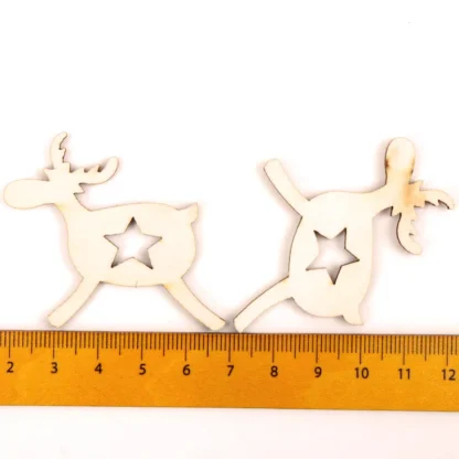 Christmas Deer Pattern Wooden Scrapbooking Collection Craft Handmade DIY Accessory Home Decoration 45-55mm 10pcs - Image 4