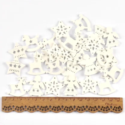 50pcs Mixed Angel Elk White Wooden Christmas Tree Pendants Ornaments Christmas Decoration Xmas Natal Home Decor Crafts M2262 - Image 3