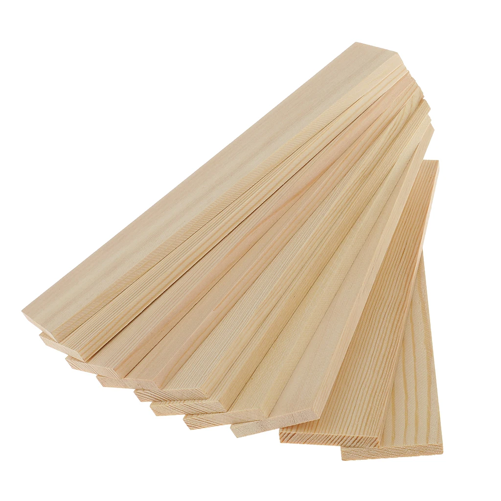 10 Pieces Blank Natural Pine Wood Rectangle Boards Panels Wooden Pieces For Art Crafts