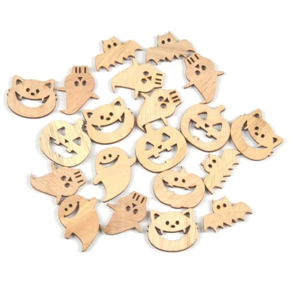 25pcs Horror Pumpkin Ghost Cat Natural Wooden Pendant Halloween Party Decoration Ornaments kids Handmade Crafts Gifts Home Decor - Image 6