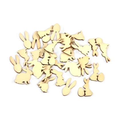 50pcs 1.5-3cm Random Mix Easter Mini Rabbit Wooden Crafts For Party Decor Diy Scrapbooking Kid Gift Handmade Home Supplies C3489